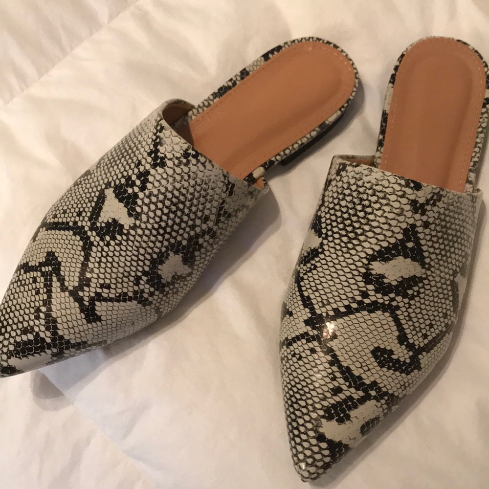Snakeskin mules